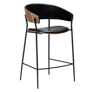 ​​​​​Dan-Form Ořechov&aacute; barov&aacute; židle DAN-FORM Crib s koženkov&yacute;m sed&aacute;kem 63 cm