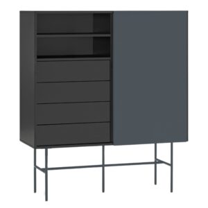 Antracitově &scaron;ed&aacute; lakovan&aacute; komoda Teulat Nube 120 x 45 cm