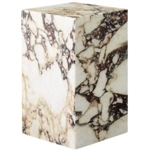Audo CPH B&iacute;lo hněd&yacute; mramorov&yacute; nočn&iacute;/odkl&aacute;dac&iacute; stolek AUDO PLINTH 30 x 30 cm