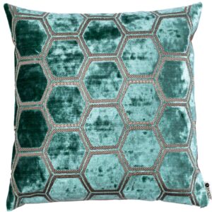 BOHOLOGY Mintově zelen&yacute; sametov&yacute; povlak na pol&scaron;t&aacute;ř Hexagon 43 x 43 cm