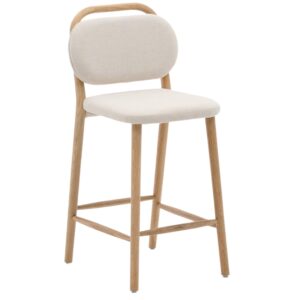 B&eacute;žov&aacute; čalouněn&aacute; barov&aacute; židle Kave Home Helda 65 cm