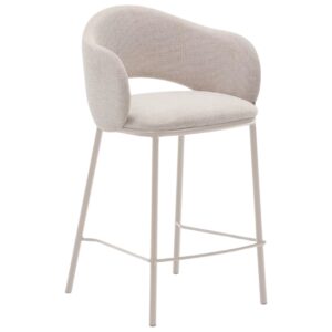 B&eacute;žov&aacute; čalouněn&aacute; barov&aacute; židle Kave Home Maina II. 65 cm
