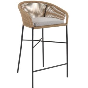 B&eacute;žov&aacute; pleten&aacute; barov&aacute; židle Kave Home Yanet 80 cm