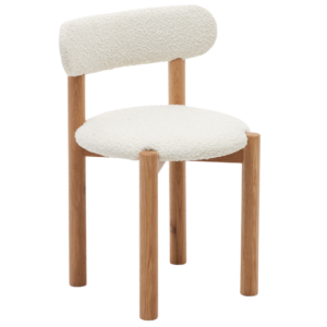 B&iacute;l&aacute; čalouněn&aacute; j&iacute;deln&iacute; židle Kave Home Nebai