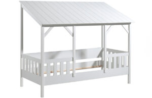B&iacute;l&aacute; dřevěn&aacute; dětsk&aacute; postel Vipack Housebed 90 x 200 cm s b&iacute;lou střechou