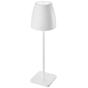 B&iacute;l&aacute; kovov&aacute; nab&iacute;jec&iacute; stoln&iacute; LED lampa Nova Luce Colt M