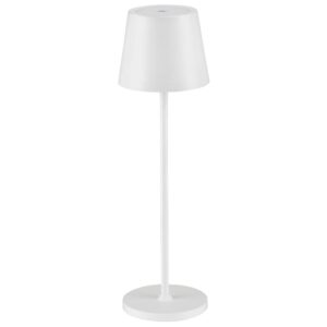 B&iacute;l&aacute; kovov&aacute; nab&iacute;jec&iacute; stoln&iacute; LED lampa Nova Luce Seina