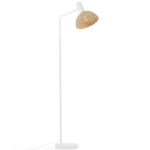 B&iacute;l&aacute; kovov&aacute; stojac&iacute; lampa Kave Home Damila 157 cm