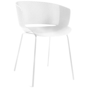 B&iacute;l&aacute; plastov&aacute; zahradn&iacute; židle Kave Home Yeray