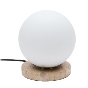 B&iacute;l&aacute; skleněn&aacute; stoln&iacute; lampa Kave Home Malachi
