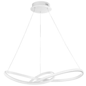 B&iacute;l&eacute; kovov&eacute; z&aacute;věsn&eacute; LED světlo Nova Luce Fusion 72 cm