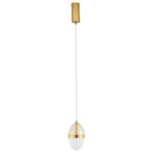 B&iacute;lo-zlat&eacute; skleněn&eacute; z&aacute;věsn&eacute; LED světlo Nova Luce Egna 12 cm