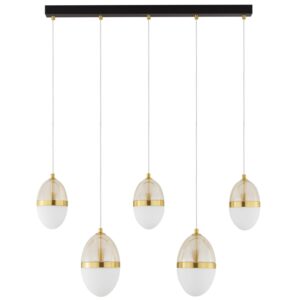 B&iacute;lo-zlat&eacute; skleněn&eacute; z&aacute;věsn&eacute; LED světlo Nova Luce Egna 86 cm