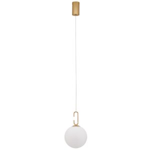 B&iacute;lo-zlat&eacute; skleněn&eacute; z&aacute;věsn&eacute; LED světlo Nova Luce Hook 18 cm