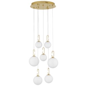 B&iacute;lo-zlat&eacute; skleněn&eacute; z&aacute;věsn&eacute; LED světlo Nova Luce Hook 56