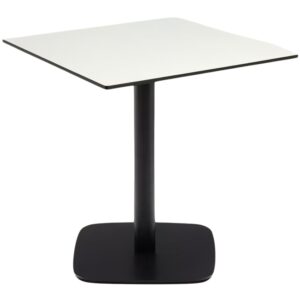 B&iacute;l&yacute; bistro stolek Kave Home Dina 68 x 68 cm s černou podnož&iacute;