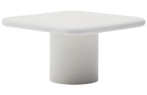 B&iacute;l&yacute; cementov&yacute; zahradn&iacute; j&iacute;deln&iacute; stůl Kave Home Addaia 135 x 135 cm
