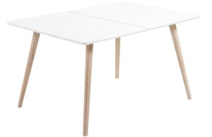 B&iacute;l&yacute; dřevěn&yacute; stůl Kave Home Eunice 140/220 x 90 cm