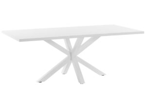 B&iacute;l&yacute; j&iacute;deln&iacute; stůl Kave Home Argo 200 x 100 cm s b&iacute;lou kovovou podnož&iacute;