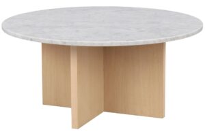 B&iacute;l&yacute; mramorov&yacute; konferenčn&iacute; stolek ROWICO BROOKSVILLE 90 cm