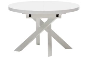 B&iacute;l&yacute; skleněn&yacute; rozkl&aacute;dac&iacute; j&iacute;deln&iacute; stůl Kave Home Vashti 120 - 160 cm