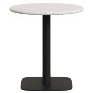 B&iacute;l&yacute; terrazzo zahradn&iacute; stůl Kave Home Saura 70 cm s černou podnož&iacute;