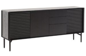 Čern&aacute; dubov&aacute; komoda Kave Home Lenon 200 x 45 cm