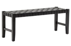 Čern&aacute; kožen&aacute; lavice Kave Home Calixta 120 cm
