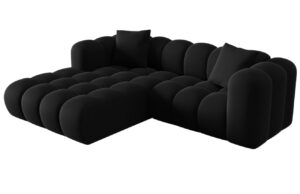Čern&aacute; sametov&aacute; rohov&aacute; pohovka Windsor & Co Halley 242 cm