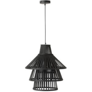 Čern&eacute; bambusov&eacute; z&aacute;věsn&eacute; světlo J-Line Ryssa 51 cm