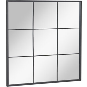 Čern&eacute; kovov&eacute; z&aacute;věsn&eacute; zrcadlo Kave Home Ulrica 80 x 80 cm