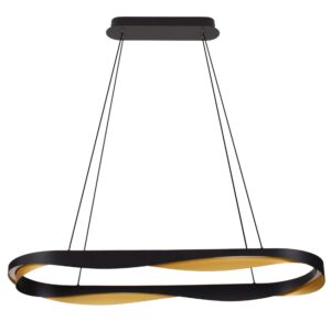 Černo-zlat&eacute; kovov&eacute; z&aacute;věsn&eacute; LED světlo Nova Luce Radon 100 cm