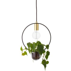 Černo zlat&eacute; kovov&eacute; z&aacute;věsn&eacute; světlo Bloomingville Caralina 30 cm