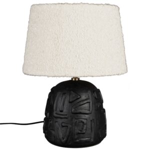 Černob&iacute;l&aacute; boucl&eacute; stoln&iacute; lampa DUTCHBONE RENZO