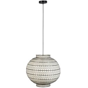 Černob&iacute;l&eacute; vzorovan&eacute; z&aacute;věsn&eacute; světlo DUTCHBONE MING 45 cm