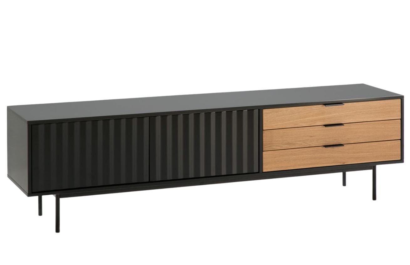 Černý lakovaný TV stolek Teulat Sierra 180 x 40 cm II.