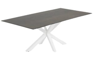 Čern&yacute; porcel&aacute;nov&yacute; j&iacute;deln&iacute; stůl Kave Home Argo 180 x 100 cm s b&iacute;lou podnož&iacute;