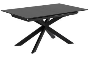 Čern&yacute; skleněn&yacute; rozkl&aacute;dac&iacute; j&iacute;deln&iacute; stůl Kave Home Atminda 160/210 x 90 cm