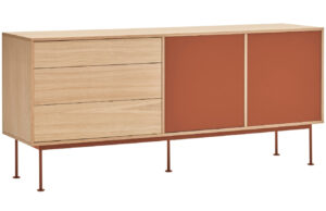 Cihlově červen&aacute; dubov&aacute; komoda Teulat Yoko 180 x 45 cm