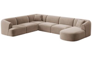 Cosmopolitan Design B&eacute;žov&aacute; sametov&aacute; rohov&aacute; pohovka Campi 330 cm