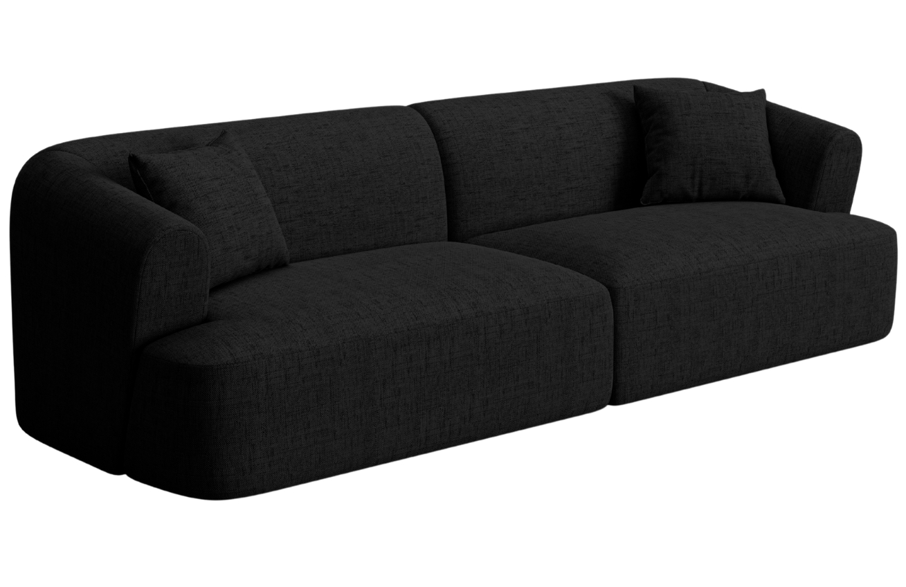 Cosmopolitan Design Černá čalouněná čtyřmístná pohovka Campi 255 cm