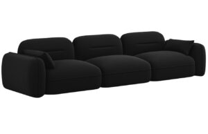Cosmopolitan Design Čern&aacute; sametov&aacute; čtyřm&iacute;stn&aacute; pohovka Sydney 320 cm