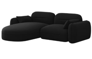 Cosmopolitan Design Čern&aacute; sametov&aacute; rohov&aacute; pohovka Sydney 230 cm