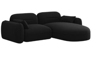 Cosmopolitan Design Čern&aacute; sametov&aacute; rohov&aacute; pohovka Sydney 230 cm