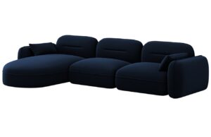 Cosmopolitan Design Kr&aacute;lovsky modr&aacute; sametov&aacute; rohov&aacute; pohovka Sydney 320 cm