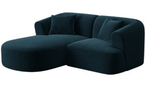 Cosmopolitan Design Petrolejově modr&aacute; sametov&aacute; rohov&aacute; pohovka Campi 180 cm