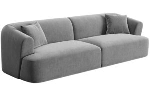 Cosmopolitan Design &Scaron;ed&aacute; sametov&aacute; čtyřm&iacute;stn&aacute; pohovka Campi 255 cm
