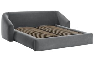 Cosmopolitan Design &Scaron;ed&aacute; sametov&aacute; dvoulůžkov&aacute; postel Campi 180 x 200 cm s &uacute;ložn&yacute;m prostorem