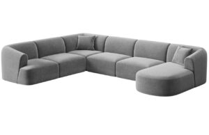 Cosmopolitan Design &Scaron;ed&aacute; sametov&aacute; rohov&aacute; pohovka Campi 330 cm
