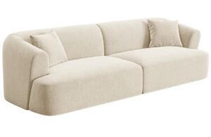 Cosmopolitan Design Světle b&eacute;žov&aacute; sametov&aacute; čtyřm&iacute;stn&aacute; pohovka Campi 255 cm